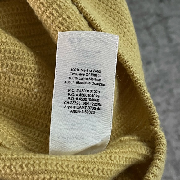 Aritzia Wilfred Free Lolan 100% Merino Wool Cairo Gold Cozy Casual Sweater XXS - Picture 12 of 14